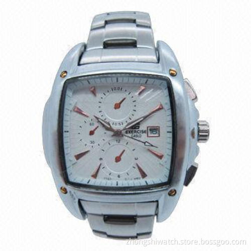 SS Silver Men's Metal Watch with Classic Square Stainless Surf Style, Xmas Gift, Hot Selling